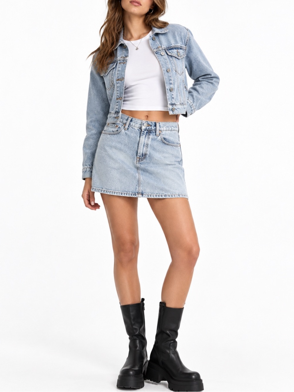 7 For All Mankind Denim Mini Skirt Y2K Retro Light Wash Blue Jean 100% Cotton 30